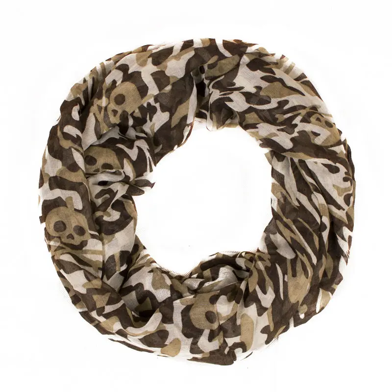 3 цвета! модный дизайн череп печать шарф-кольцо для женщин легкий полиэстер Зима Военный петля Леди Мягкий теплый - Цвет: dg1030
