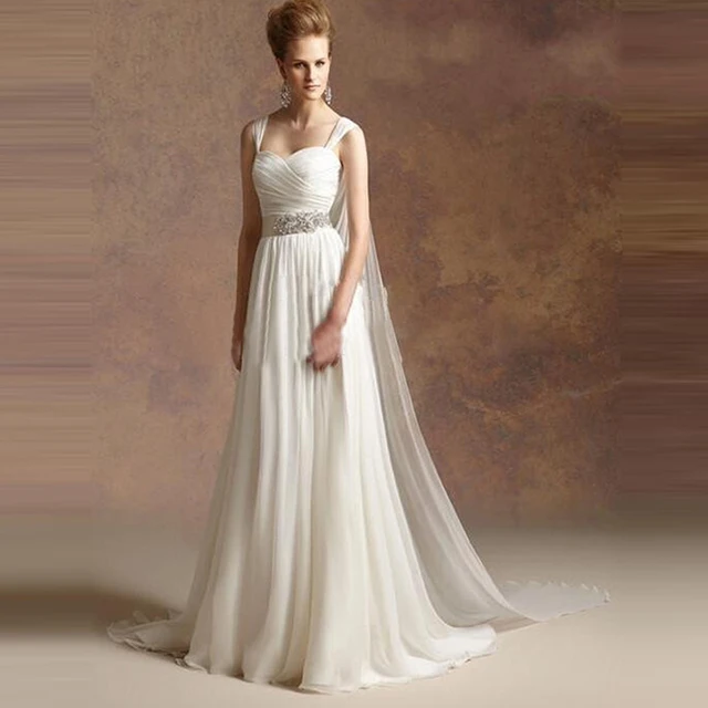 estilo griego una línea de gasa vestido de novia 2017 simple sash