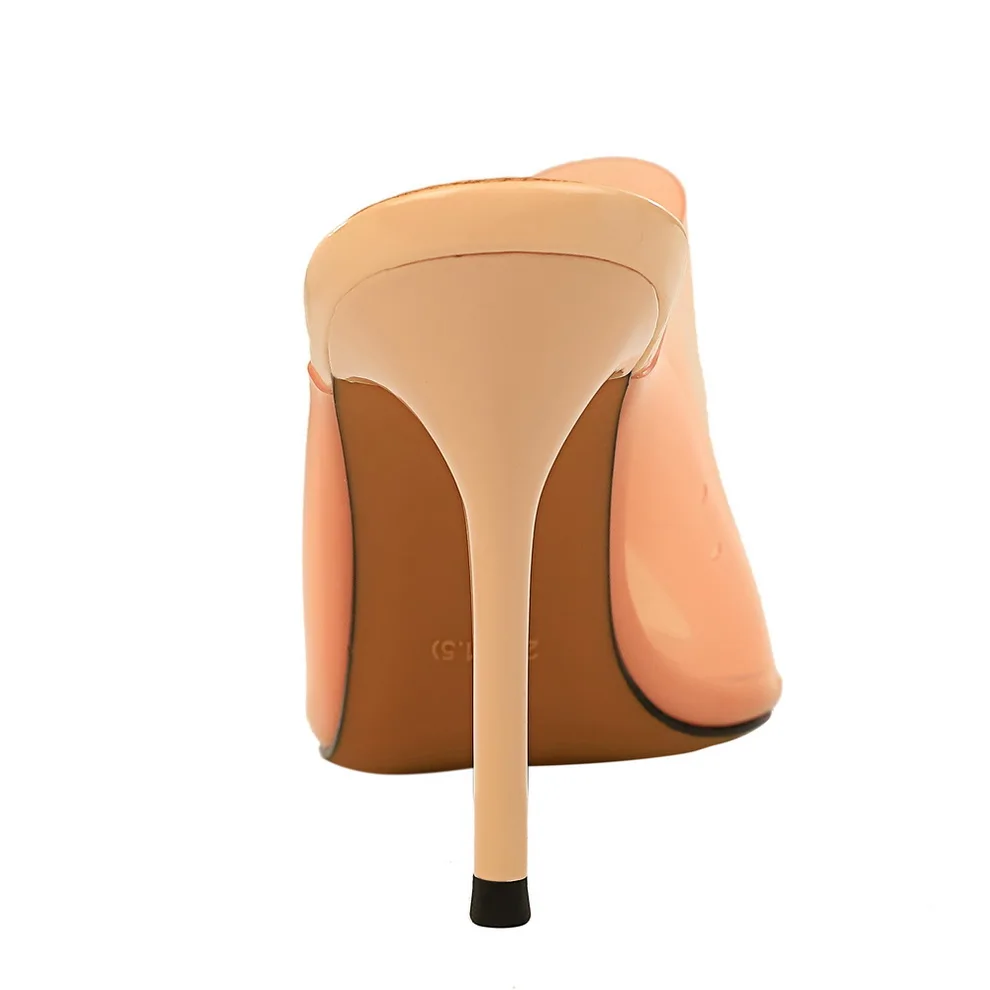 Женские прозрачные шлепанцы на высоком каблуке 9,5 см; женские пикантные летние шлепанцы; Серебристые шлепанцы; женские белые босоножки на шпильке; прозрачная обувь