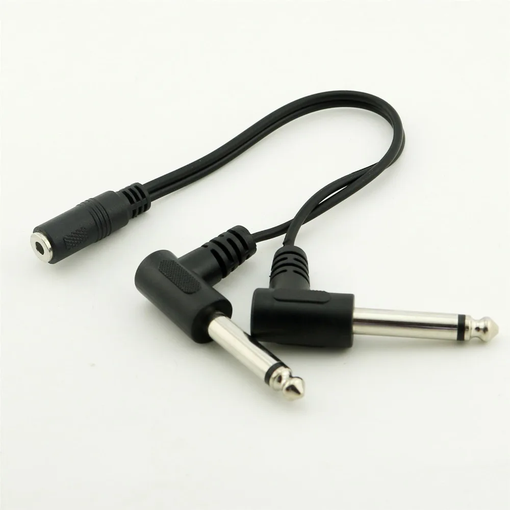 

1pcs 3.5mm 1/8" Stereo Female to 2x 6.35mm 1/4" TRS Mono Male Angled Y Splitter Cable 20cm