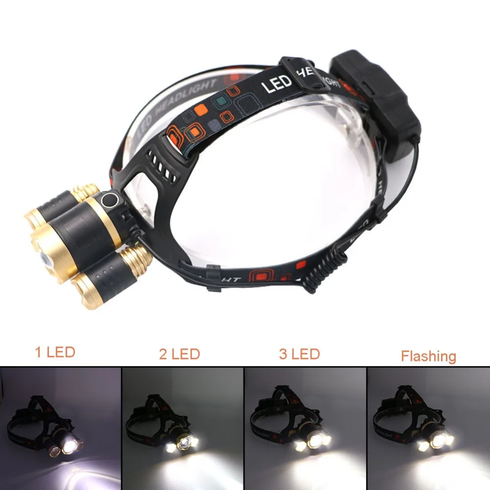 Фонарь налобный светодиодный 4000 лм 1 * T6 + 2 R2 4 режима|charging headlight|head light lampheadlights for |