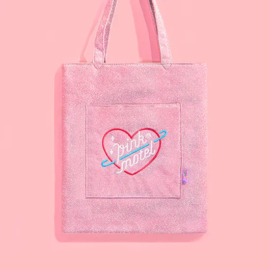 Корейская Женская Студенческая сумка для покупок, блестящие хлопковые сумки, сумки-тоут, повседневные сумки через плечо, клатч, сумочка - Цвет: pink
