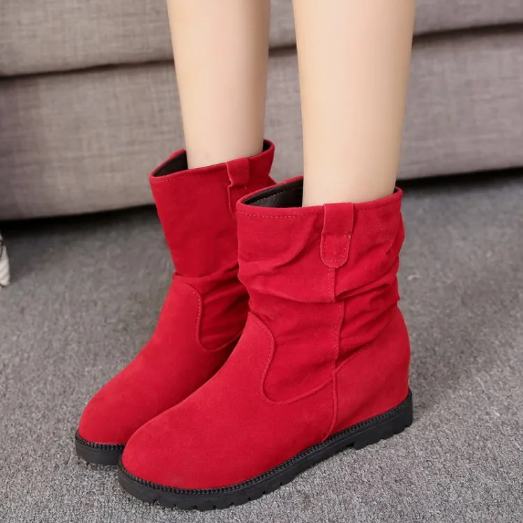 

Big Size 11 12 13 Chelsea Boots with Suede Round Head Flat heel and Mid-barrel Waterproof Platform Sleeve