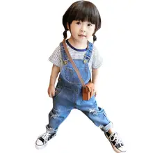 Весенне-летняя детская одежда Детский комбинезон для мальчиков и девочек, джинсовые штаны рваные джинсы с большим карманом для детей, джинсовые штаны унисекс с дырками