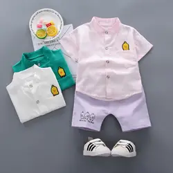 Комплект летней одежды для маленьких мальчиков, одежда для малышей, футболка с короткими рукавами и рисунком + штаны, 2 предмета, спортивный