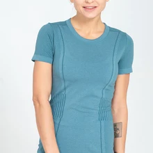 Для женщин Спортивные футболки короткий рукав Activewear Сжатия Работает Фитнес Тренировки Короткий рукав Activewear дышащая быстросохнущая