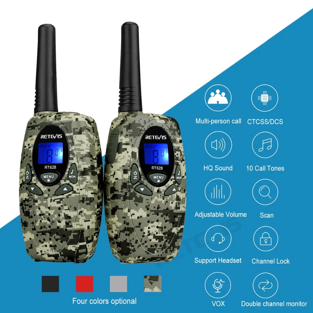 2 шт. RT628 рации Walkie Talkie 0.5 Вт UHF Европа Частота 8-КАНАЛЬНЫЙ 446 МГц ЖК-Дисплей Портативный Retevis Handy Talkie A1026B