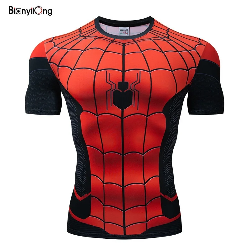 

Spider Man Far From Home 3D Printed T shirts Men Compression Shirts Raglan Sleeve 2019 Short Sleeve Cosplay Costume Tops Male