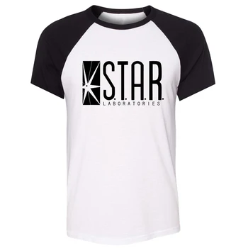 

iDzn Unisex Summer T-shirt DC Comics The Flash STAR Laboratories S.T.A.R. Labs Art Pattern Raglan Short Sleeve Men T shirt Tee