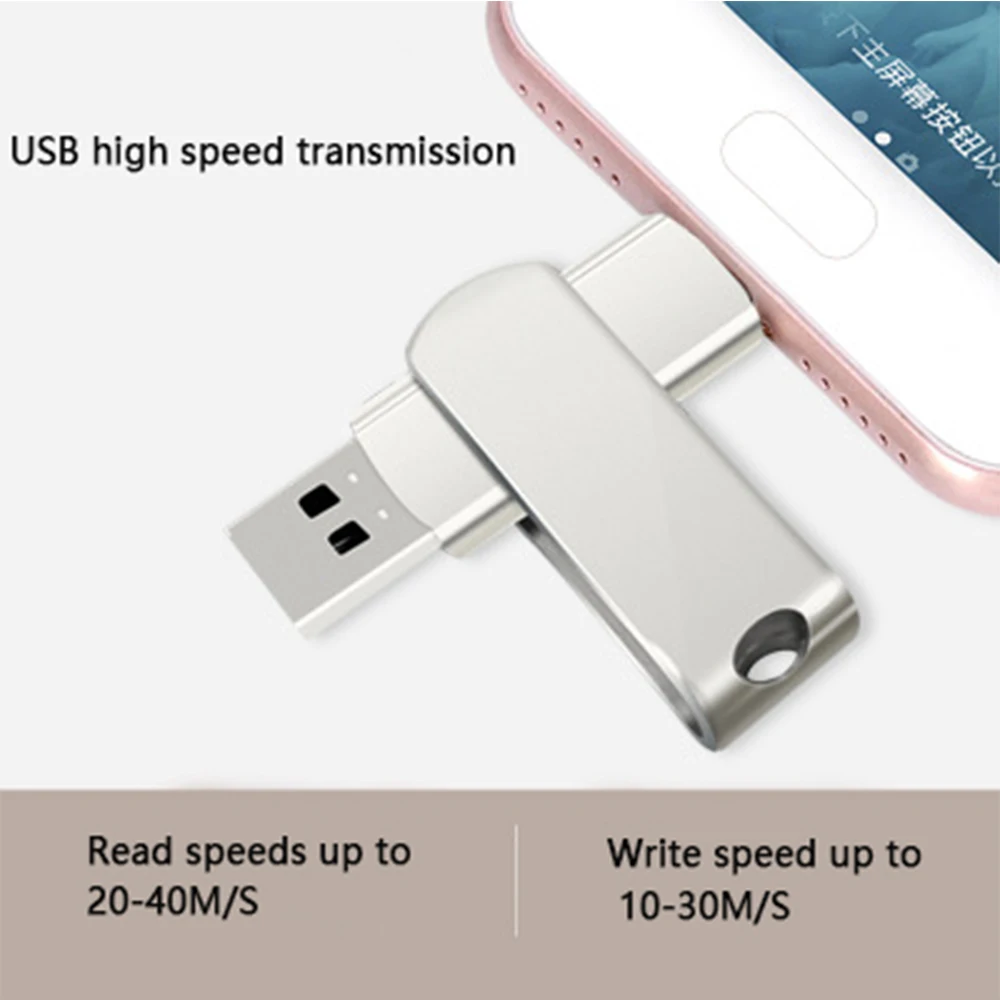 3in1 USB C флеш-накопитель для Android 64 ГБ, Тип C флеш-накопитель 2,0 флэш «гаечный ключ» (портами Micro/Тип-C) для телефонов компьютеров-розовое золото