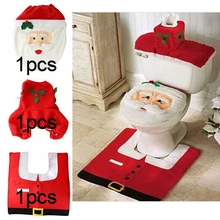 Подарок новые модные вечерние платья Санта-Клаус, Туалет чехлы на сиденья и ковер Ванная комната комплект коврик для контура рождественские украшения для Natal с утолщённой меховой опушкой, Decoracion