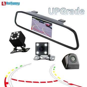 

HaiSunny Auto Parking System Backup Reverse Reversing Camera Dynamic Line Night Vision In 4.3 Inch Car Rearview Mirror Monitor