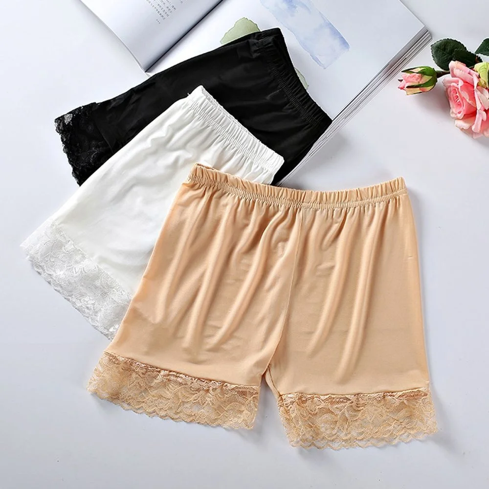 

New Mini Summer Solid Lingerie Lace Seamless Basic Pants Pantie Underwear Safety Breathable Short Shorts Hot Sale