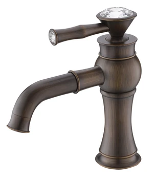 

Antique bronze Finish Solid Brass Bathroom Sink Faucet crystal tap mixer faucet single hole