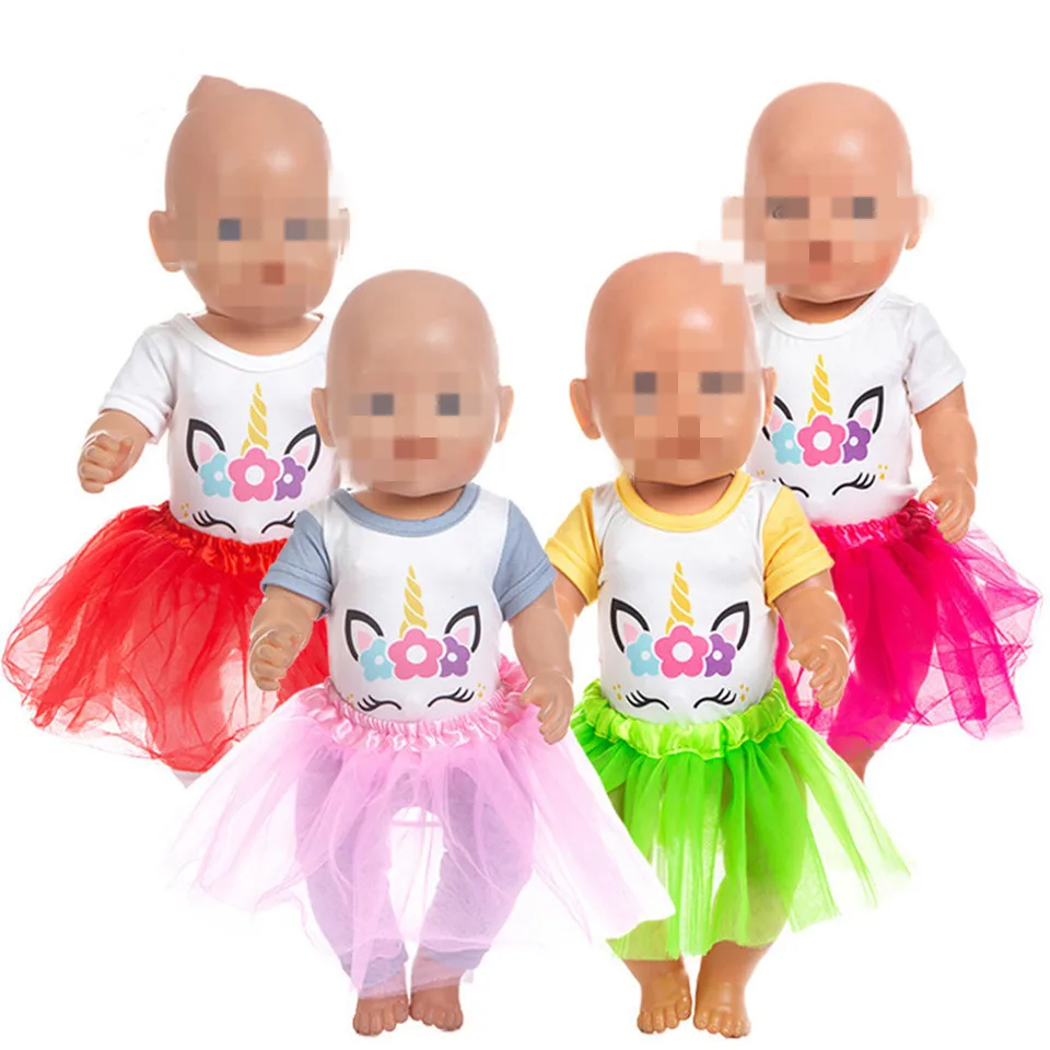 

Doll Clothes Baby New Born Fit 18 inch 40-43cm Doll Red pink yellow Unicorn Clothes Accessories For Baby Birthday Gift
