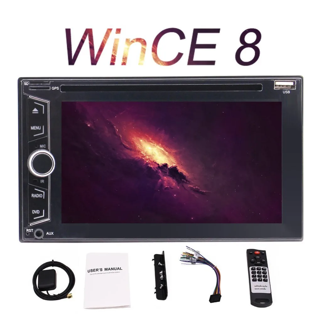 

2 Din Car GPS Navigation In Dash Head Unit Car DVD Bluetooth Player AM FM Radio 6.2'' Vehicle Navigator 8GB Map Card SWC USB SD