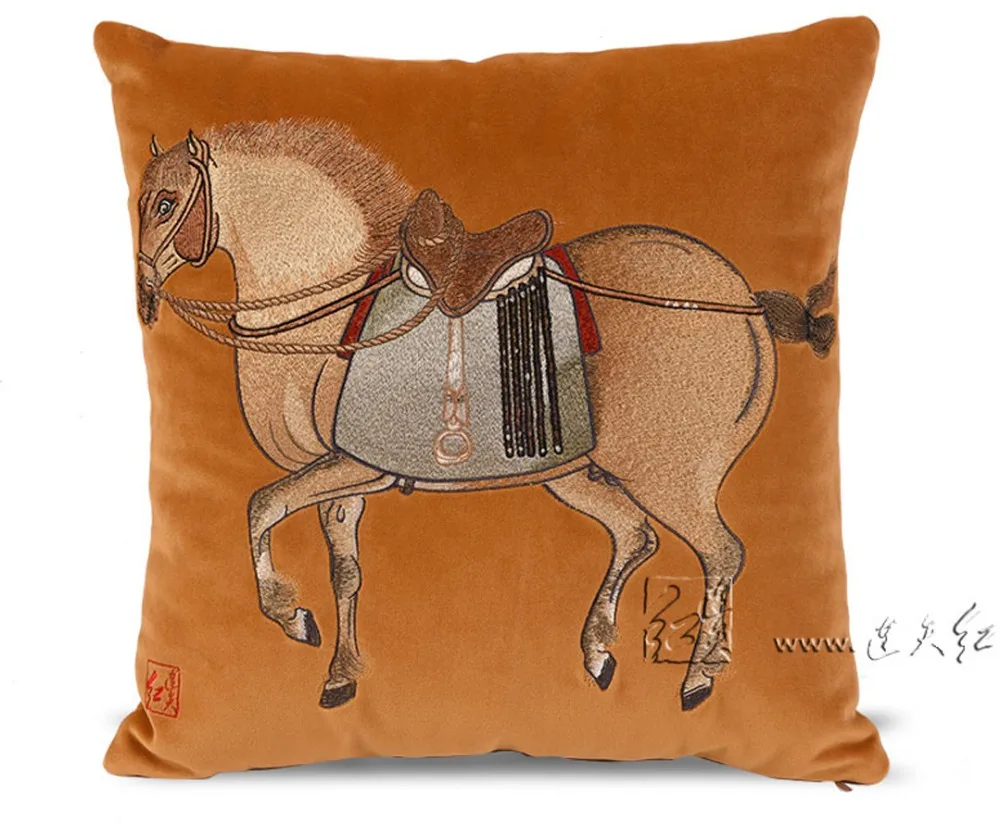 Home Decorative Throw Pillows Cushion bedding Six Steeds of Zhao Mausoleum Square 40*40 Living room Sofa Car Seat Cusion Cotton | Дом и сад