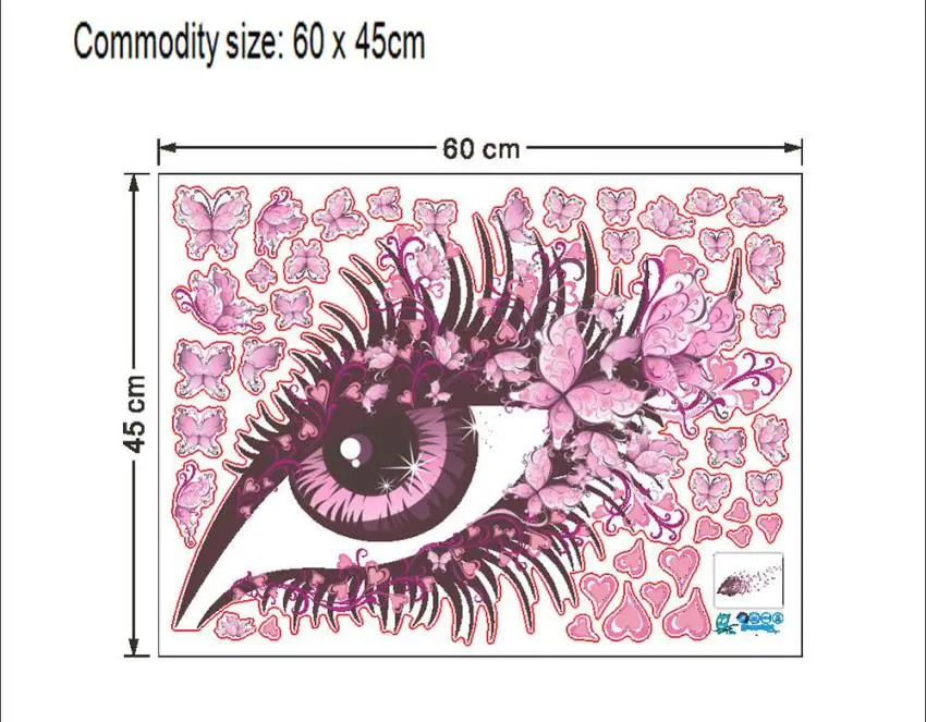 JU 20 красивые девушки глаз розовый Бабочка декор гостиной Декор DIY Искусство стикер на стену домашние наклейки 420