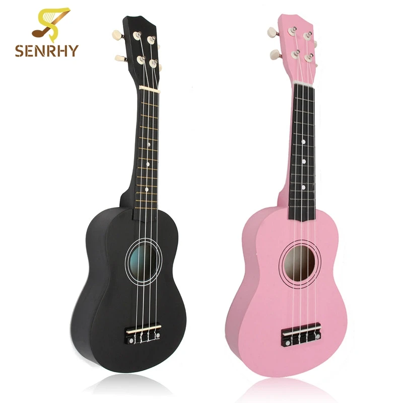 

21 inch 12 Fret Black/Pink Acoustic Maple Wood Ukulele Musical Instrument 54x17x5.5cm Ukulele Four-string Small Guitar