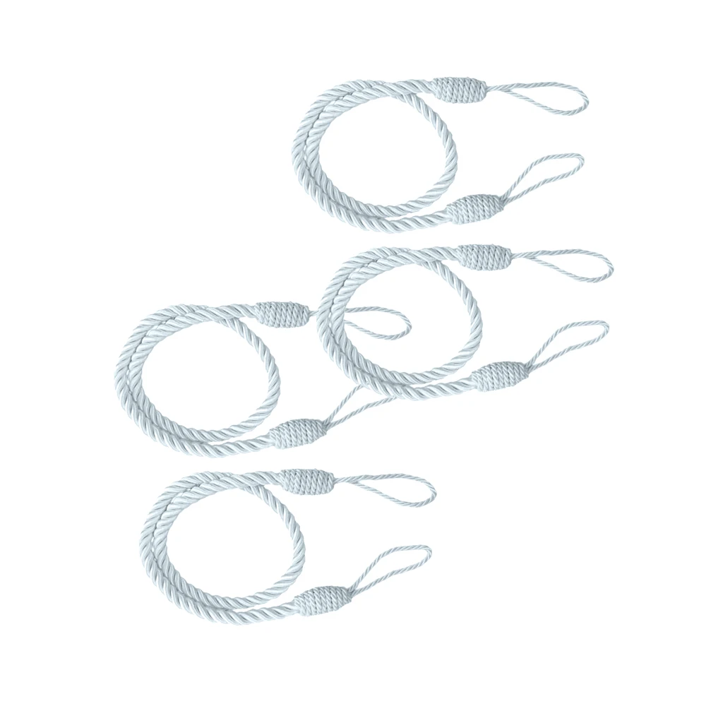 4 PCS Rope Curtain Tiebacks Tassel Thick Twisted Living Room Bedroom Decoration Silver Grey