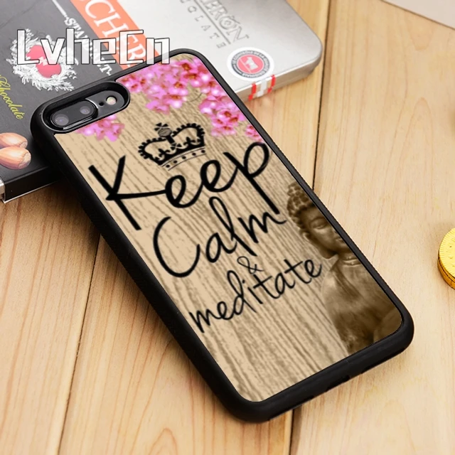 LvheCn Keep calm meditate buddha life yoga quote Phone Case For iPhone 11 12 Pro X XR XS MAX 5 6 7 8 Plus samsung s7 s8 s9 s10 | Мобильные