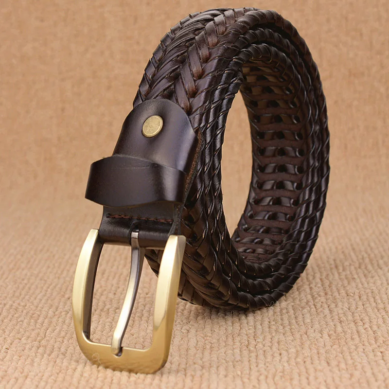 black leather belt Unisex Men and Women Belt Genuine Leather Female Belt Woven Knitted Quality Belt Male Luxury strap Belts Cummerbund dropshipping types of belts Belts