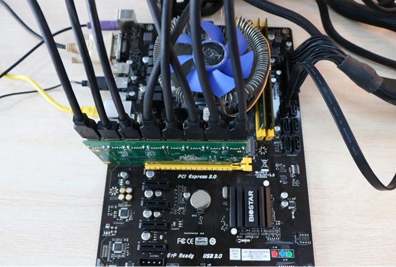  1 a 8 PCIe Miner máquina de extensión de tarjeta gráfica PCI-E 16X girar 8 puertos USB3.0 PCIE tarj