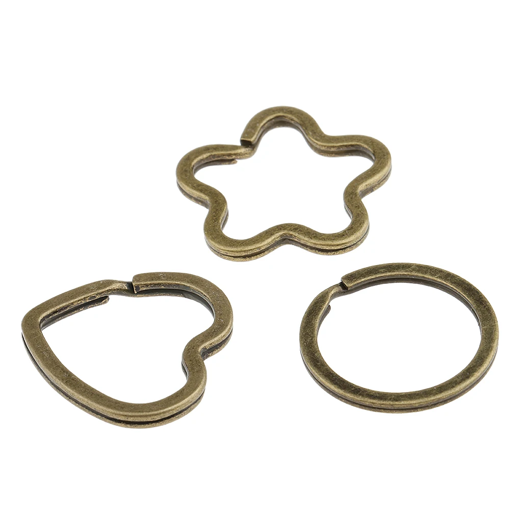 20 Pieces Alloy Bronze SPILT KEY RING Key Chain Small Ring Finding Mixed Style