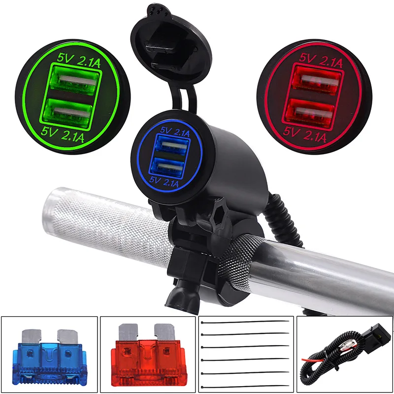 

4.2A Dual USB Phone Charger Refit Faucet Automatic Cigarette Lighter Socket Motorcycle Handbear Handlebar Charger Power Adapter