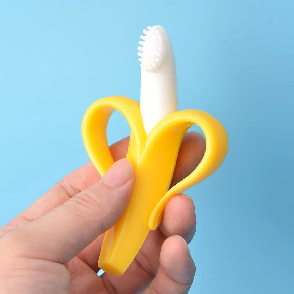 Top Banana Silicone Toothbrush And Environmentally Safe Baby Teether Teething Ring Kids Children Chewing | Мать и ребенок