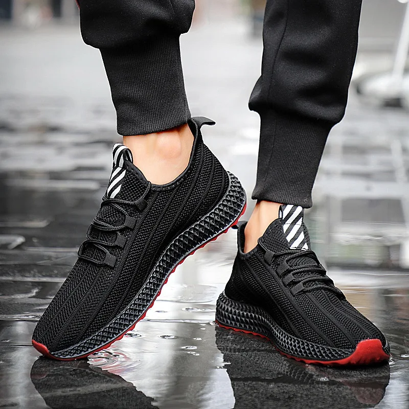 Новинка; мужская повседневная обувь; черные дышащие кроссовки; zapatillas hombre; высокое качество; Flyknit; тканая обувь для мужчин; Tenis Masculino Sapato