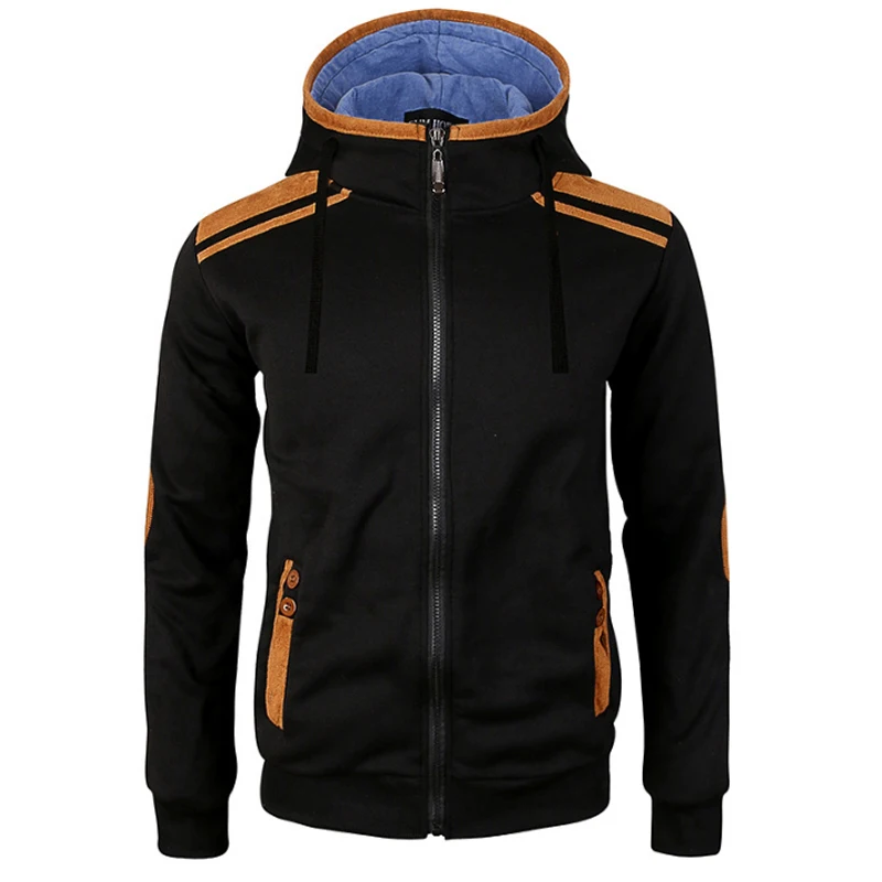 

2019 Hoodies Brand Men Suede Stitching Sweatshirt Male Hoody Hip Hop Autumn Winter Zipper Hoodie Mens Pullover