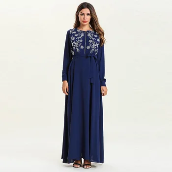 

Middle Eastern Muslim long-sleeved dress zipper open breastfeeding skirt embroidery conservative mosque robes women's clothing