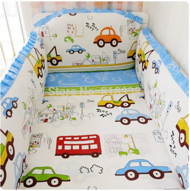 6pcs Car Baby Cotton Crib Bedding Set For Boys Toddler Bedding
