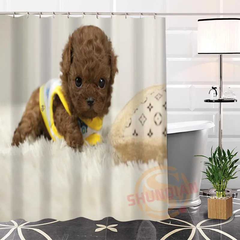 Лучшие красивые пользовательские милые собаки занавески для душа занавес для ванной шторы для ванной из водонепроницаемой ткани больше размеров LQ#9 - Цвет: Сливовый