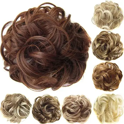 Fashion Women Wavy Curly Bun Synthetic Bud Hair Extension Chignon