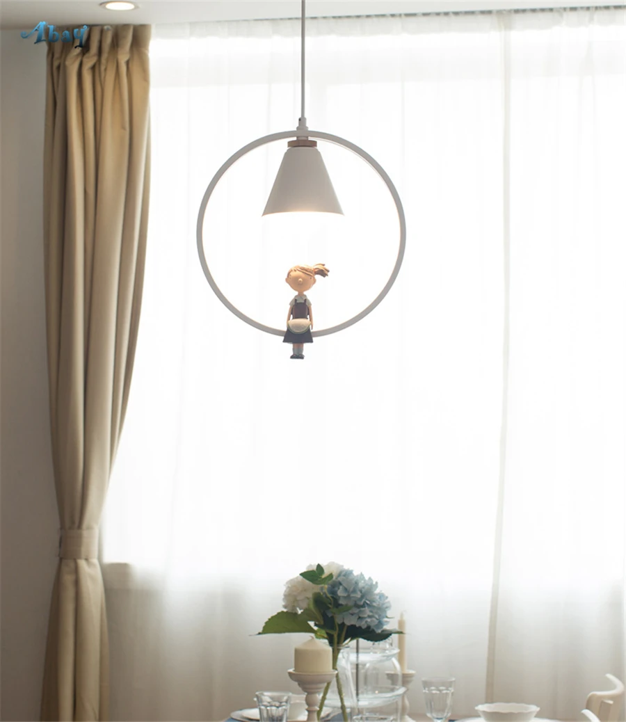 Творческая детская комната лампа в виде девушки Смола кукол кольцо Форма подвесные светильники романтические дети Спальня светодиод