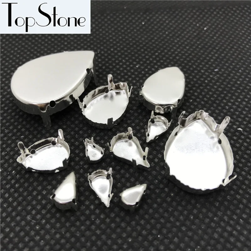 

All Sizes Droplet Silver/Gold Metal Claw Closed Back For Setting Teardrop Fancy Stones Jewelry Beads 5x8~13x18,20x30mm 30x40mm