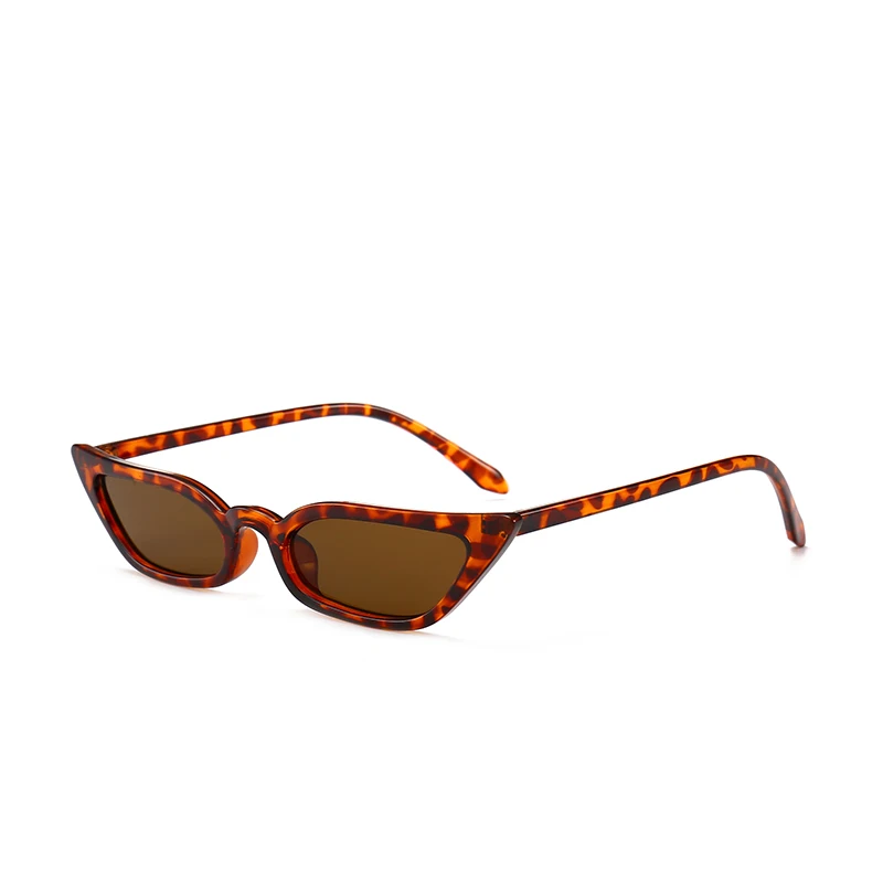 Модные маленькие узкие женские солнцезащитные очки кошачий глаз,, красные, леопардовые, крошечные, прямоугольные, праздничные очки, quay oculos de sol feminino - Цвет линз: c3