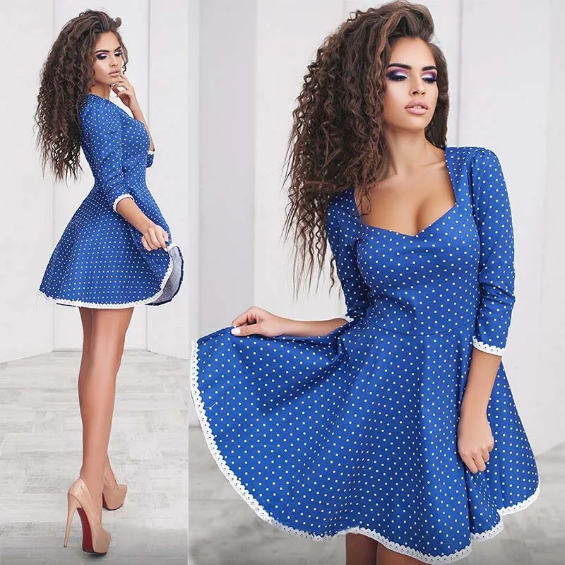 Womens Summer font b Dresses b font 2017 Sexy Polka Dot Party font b Dress b