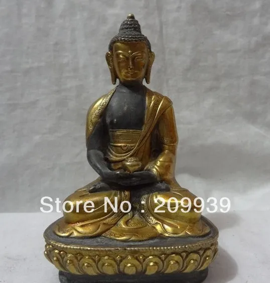 

001198 Chinese Bronze Gilt Sakyamuni Set Figures Tibetan Lotus Shakyamuni Buddha Statue (A0314)