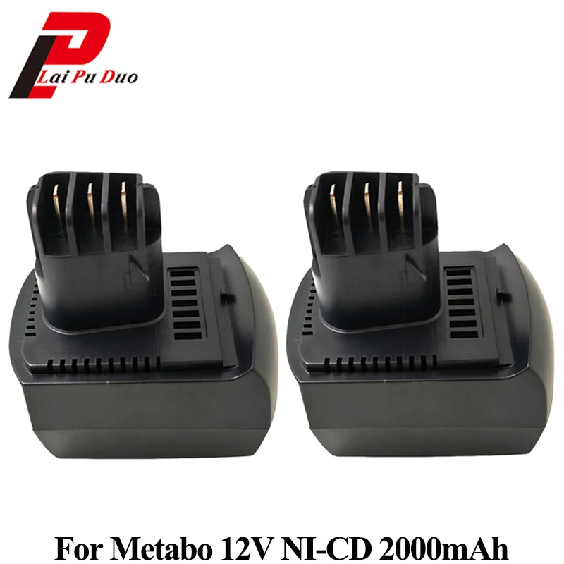 

2pcs/Lot For METABO Replacement Battery 12V 2000mAh NI-CD Power Tool BZ 12 SP, SSP 12, ULA9.6-18, 6.25473 2.0Ah Batteries