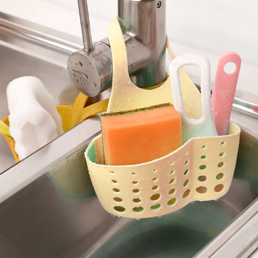 

kitchen Bathroom Portable Home Kitchen Hanging Bag Draining Basket Storage Bath Tools Sink Holder#T2