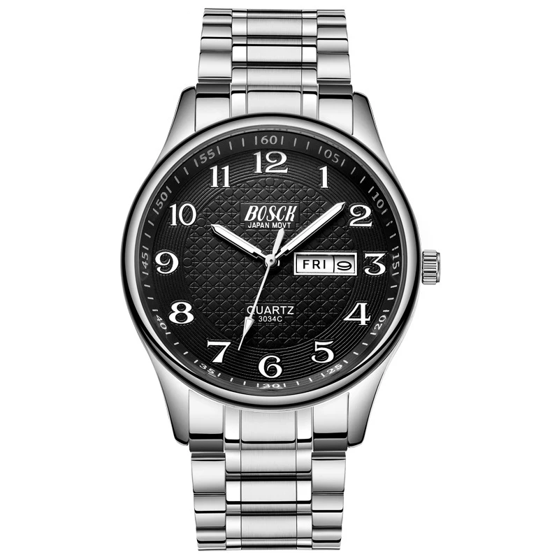 Мужские часы Роскошные полностью стальные часы Модные кварцевые наручные часы водонепроницаемые мужские часы Relogio Masculino Relojes Para Hombre - Цвет: Black