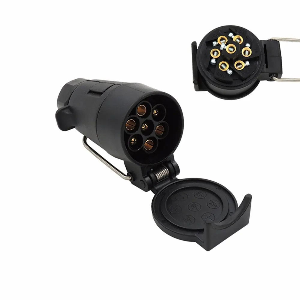

European Car 7 Hole Socket Trailer Adapter Truck Interface Rv Power Cord Socket Waterproof Connector 12V