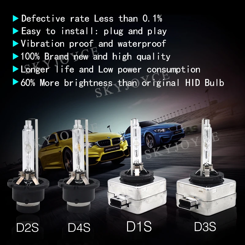 SKYJOYCE 55 Вт Ксеон D1S D2S HID ксеноновая лампа 4300K 8000K 10000K 5000K HID лампы 35 Вт/55 Вт D1S D1R D4S D3S D2S 6000K для автомобильных фар