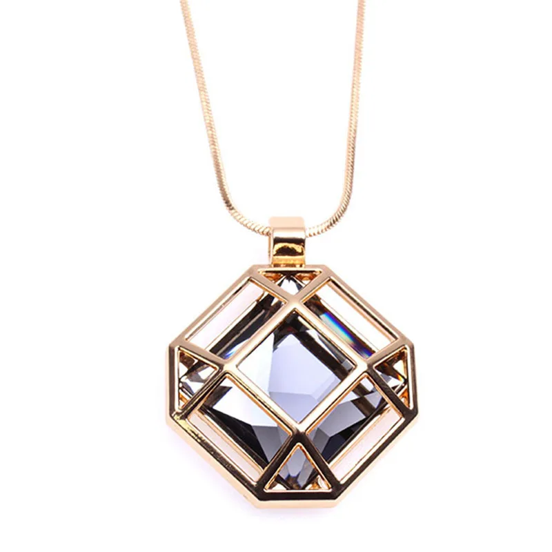 Женская цепочка свитер Collier Femme необычная ажурная подвеска с кристаллами