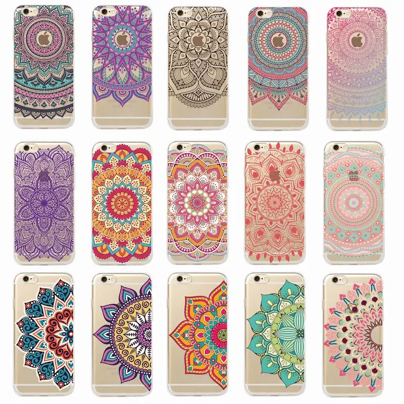 Vintage Indian Floral Henna Mandala Yoga Ethnic Soft Tpu Phone Case Coque Fundas For iPhone 7Plus 7 XS Max 6 6S 5 5S 8 8Plus X