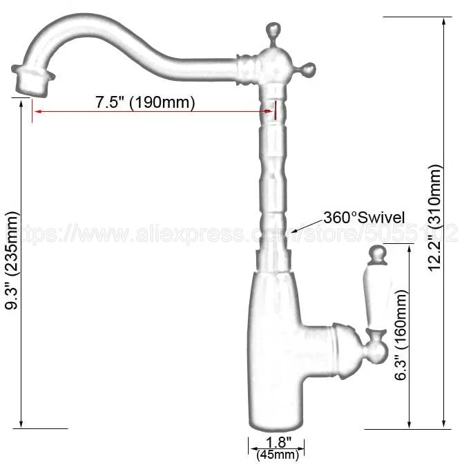 Bathroom Basin Sink Faucet Antique Red Copper Single Handle Kitchen Tap Faucet Mixer hot and cold water tap znf132