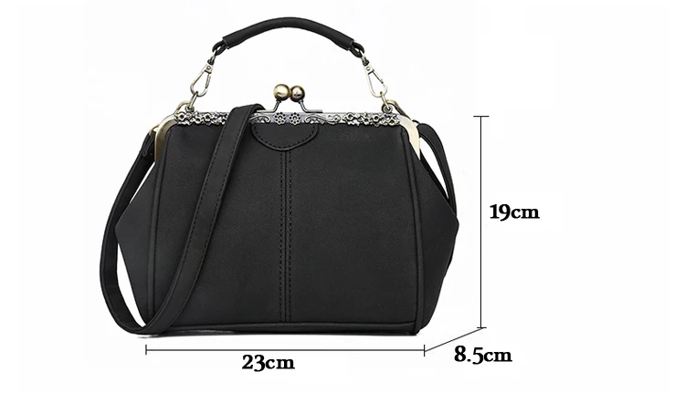 Women PU Leather Purse Retro Fashion Top Handle Handbag Kiss Lock Crossbody Shoulder Bag for Ladies (1)